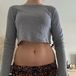 Target Light Gray Long Sleeve Crop Top